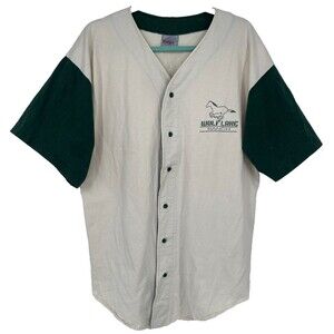 VTG 90s Lone Wolf Ranch Baseball Jersey RARE Badger Cotton Colorblock Green XL